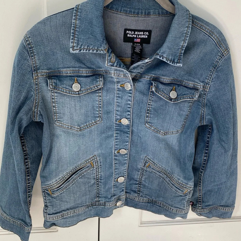 Polo Jeans Ralph Lauren child’s jean jacket, size small. Faded denim